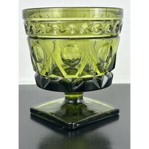 Vintage Park Lane Colony Avocado Green Indiana Glass Footed Dessert Goblet MCM
